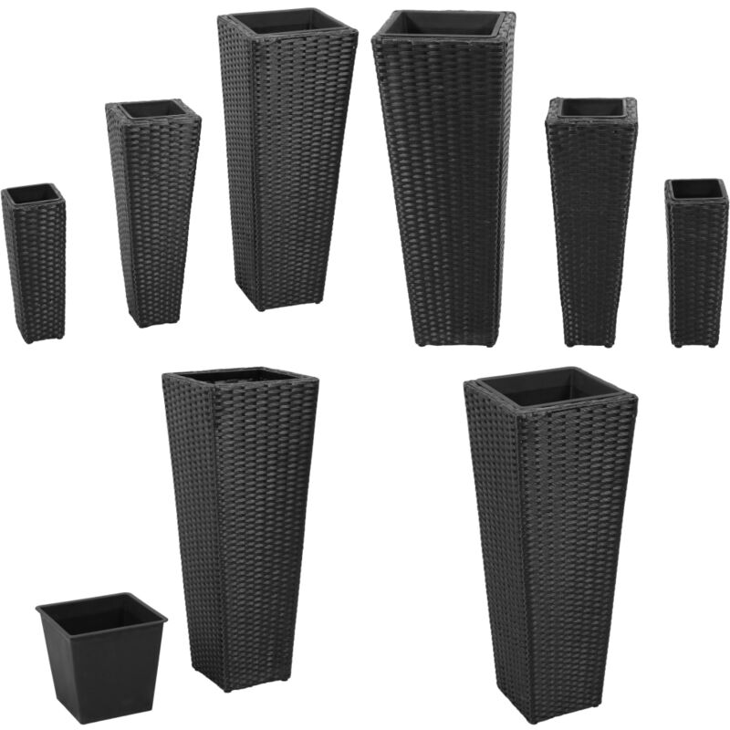 Lits surélevés de jardin 3 pcs Résine tressée Noir - Jardiniere - Lit Surélevé - Résine Tressée - Jardin - Terrasse - Home & Living