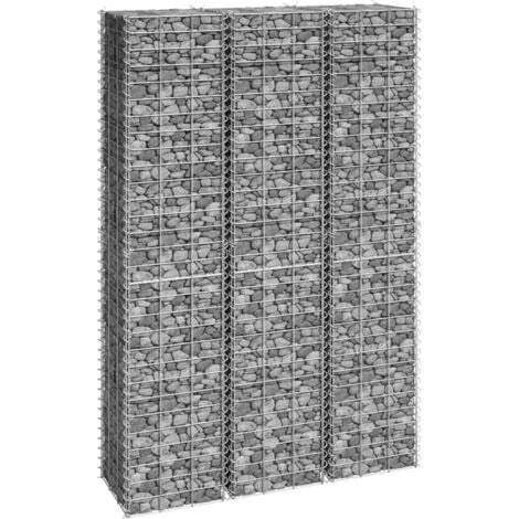 Lits surélevés en gabions 3 pcs 30x30x150 cm Fer