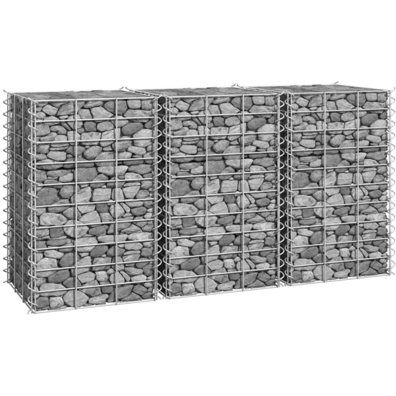 Design In - Lits surélevés en gabion 3 pcs,Jardinière 30x30x50 cm Fer CFW33786
