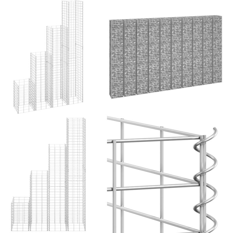 Lits surélevés en gabion 4 pcs 30x30x50/100/150/200 cm Fer - Lit Surélevé - Gabion - Jardin - Décoration Extérieur - Mur Végétal - Home & Living