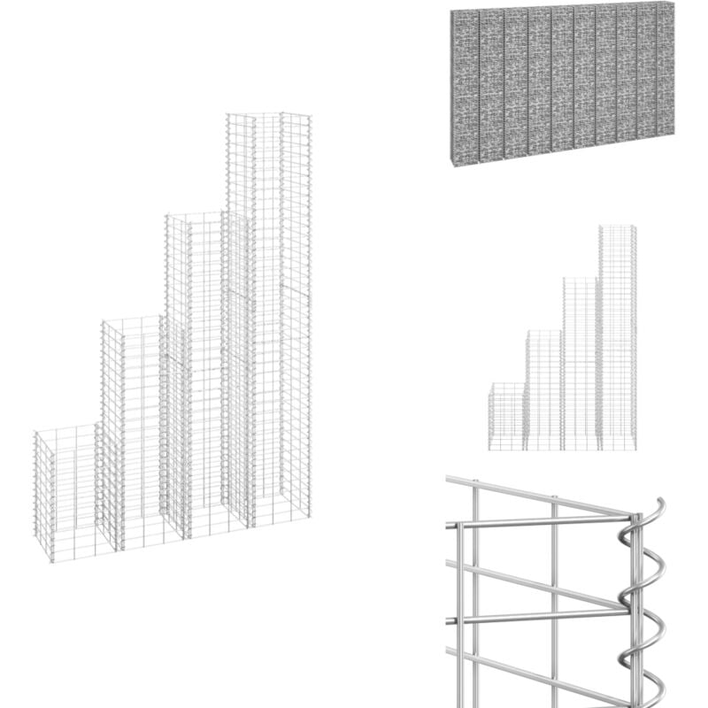 Lits surélevés en gabion 4 pcs 30x30x50/100/150/200 cm Fer - Lit Surélevé - Gabion - Jardin - Décoration Extérieur - Mur Végétal