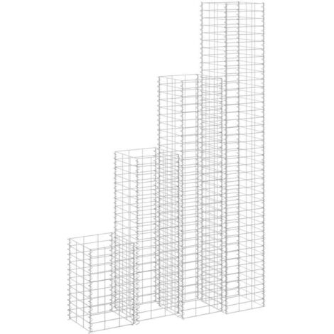 Lits surélevés en gabion  Jardinières à gabion  Poteaux à panier de gabion 4 pcs 30x30x50/100/150/200 cm Fer KOL7305