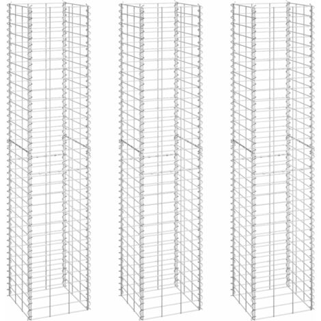Lits surélevés en gabions 3 pcs 30x30x150 cm Fer