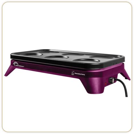 LITTLE BALANCE 8498 Pancakes Party 1500-6 - Apparecchio per pancake e mini pancake con piastra rimovibile, 6 persone, 1500 W, prugna