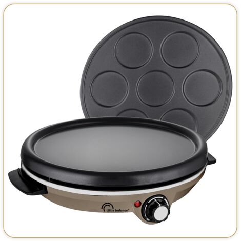 LITTLE BALANCE 8694 Crepiera Duo 1000 noce moscata, crepiera elettrica 2 in 1: frittelle e pancake, 2 piastre rimovibili, antiaderenti, termostato regolabile, 1000 W, noce moscata