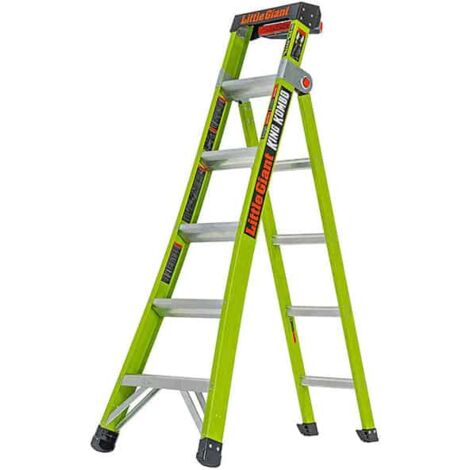 Little Giant – Escabeau en fibre de verre 5 marches – Non conducteur – Technologie Ground Cue pour sécurité – V-BAR pour appui sur angles