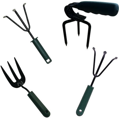 LITTLE Outils de jardinage à main fourche + cultivateurs 3 dents + griffe rotative