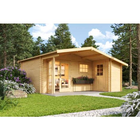 Little Rock-Log Cabin, Wooden Garden Room, Timber Summerhouse, Home Office - L558.7 x W480 x H245.1 cm