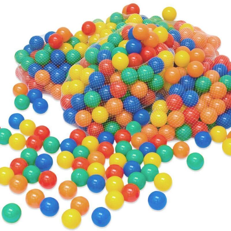 LittleTom 300 Boules de couleur Ø 6 cm de diamètre petites Balles colorées en plastique jeu jouet pour enfants mélange multicolore jaune rouge bleu