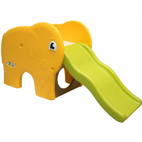 LittleTom Tobogán ondulado en forma de elefante 180x110x120cm juguete de plástico para niños pequeños Verde Amarillo - gelb