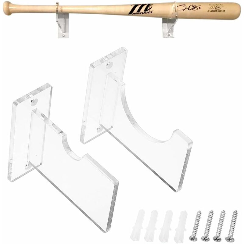 

1 par de raquetas de béisbol de acrílico transparente, soporte de pared para bate de béisbol