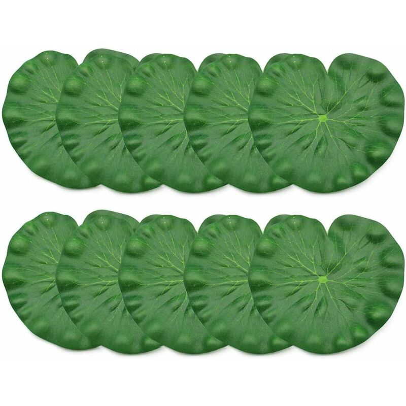 

Litzee - 10 hojas de loto flotantes para decoración de acuario, decoración de estanque de loto (18 cm)