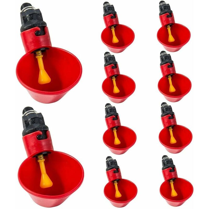 

Litzee - 10 vasos automáticos para bebederos de pollo, vasos de agua para aves de corral, bebedero de plástico, alimentador de pollo, cooperativa de
