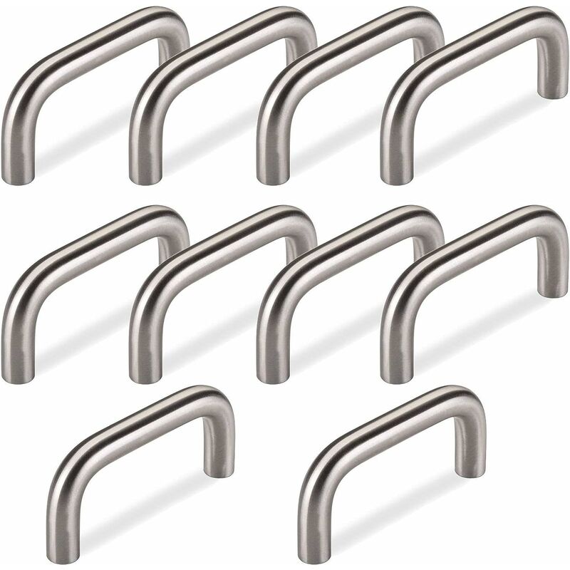 

10 x tirador de arco BG03e REAL ACERO INOXIDABLE macizo Ø 10 mm / distancia entre ejes 64 mm / tirador de tirador de puerta 10 piezas