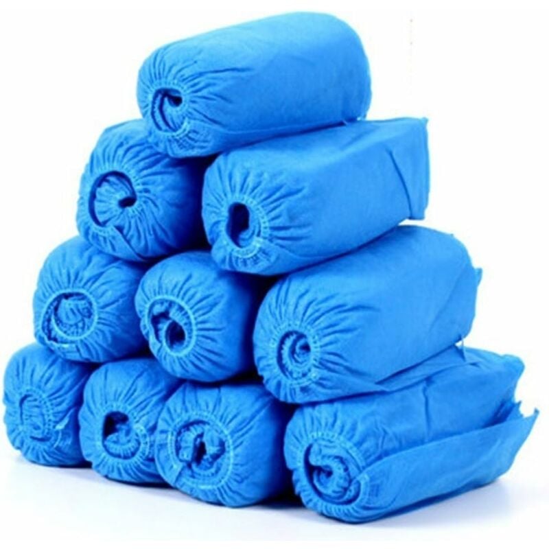 

Litzee - 100 fundas desechables no tejidas para zapatos, a prueba de polvo, transpirables, con bandas elásticas gruesas, fundas antideslizantes para