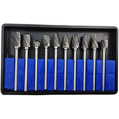 LITZEE 10PCS 3mm6mm Fraises de Coupe Rotative Carbure Rotatifs Burr Dremel Outils Pour Travail Du Bois De Gravure, PerçAge