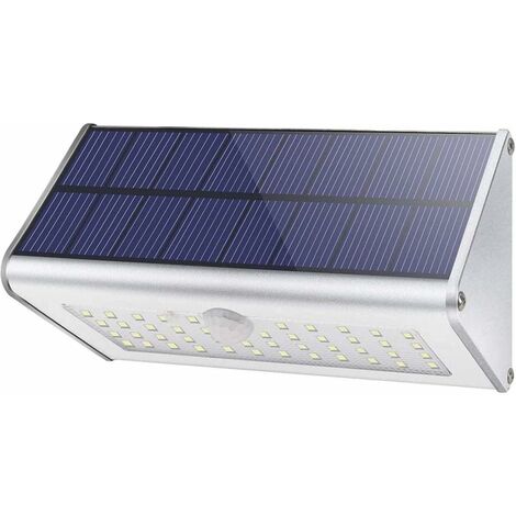 LITZEE 1100 Lm 46 LED 4500mAh, applique murale solaire extérieure, coque en alliage d'aluminium, détecteur de mouvement, veilleuse étanche sans fil, 4 modes intelligents (lumière blanche)