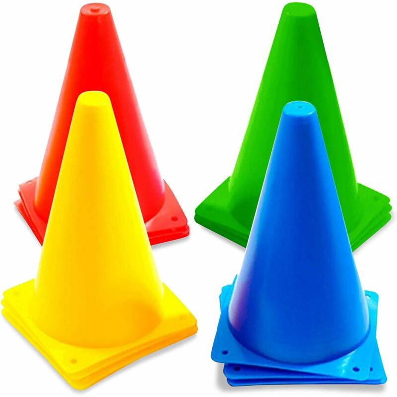 

12 conos de tráfico multicolores, conos de tráfico, conos deportivos, 23 cm Plástico duradero de alta calidad Cono de parcela para fútbol, ​​deportes