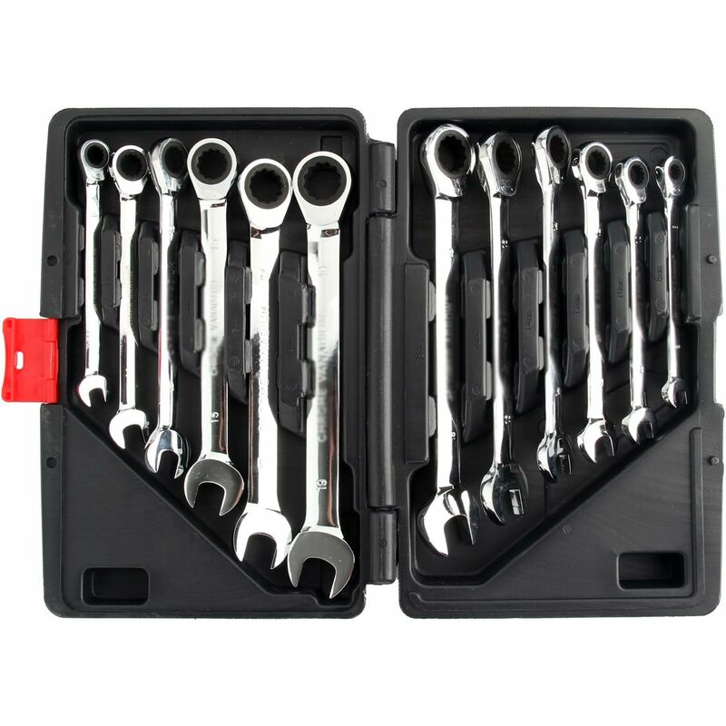 

12 piezas llave de trinquete caja de anillo combinación llave plana caja de herramientas métricas