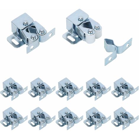 LITZEE 12PCS Fermeture Porte en Acier Inoxydable Systeme Fermeture Porte avec Vis Armoire Catches loquets Pour Armoire Placard Tiroir