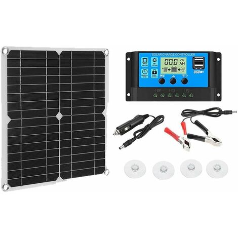 LITZEE 12W Flexibles monokristallines Solarpanel-Kit Batterieladegerät mit Ladung, Solar-Pv-Modul-Panel-Regler für mobiles tragbares Outdoor-Camping