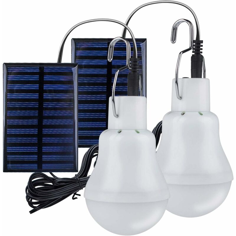 

2 Lámpara solar portátil para acampar, Bombilla solar LED Lámpara de emergencia solar Luz Linterna de jardín Iluminación solar con bombilla de gancho