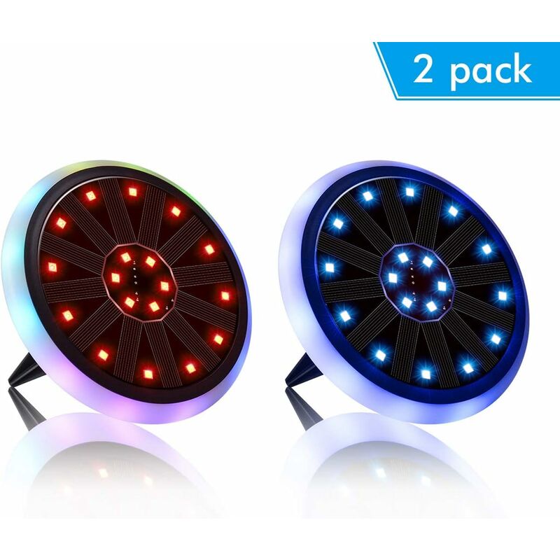 

2 piezas de lámpara de pie solar LED, luces de suelo solares, paquete de iluminación de jardín impermeable que cambia de color, cubierta / jardín /