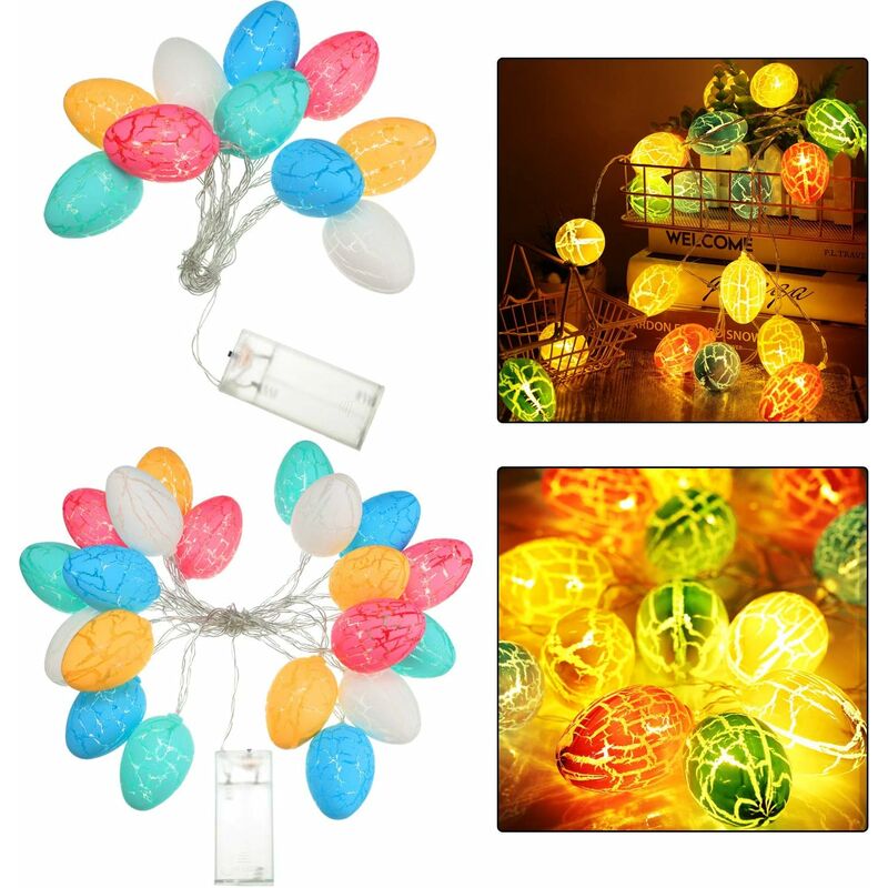 

2 piezas de luces de cuerda de huevo de Pascua LED Luces de huevo de Pascua Batería Luces de huevo de Pascua Luces decorativas de huevo, 5 pies, 10