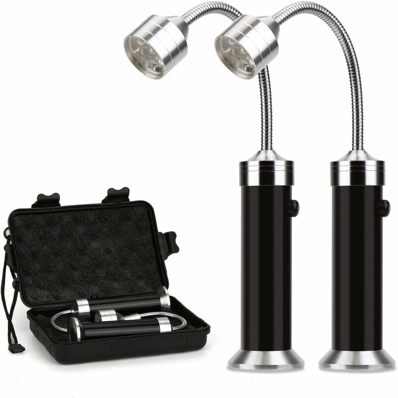 

2 piezas de luz para parrilla, 9 LED, luz para parrilla de barbacoa, luz de trabajo súper brillante con base magnética, rotación de 360 ​​°, cuello