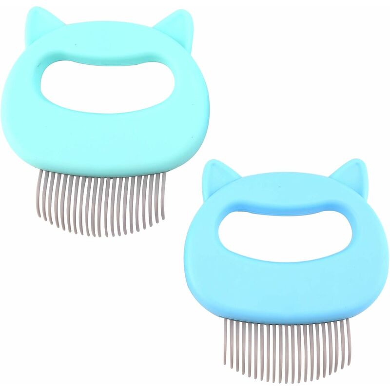 

2 piezas de peines para el pelo de gato, depiladora de pelo, cepillo de masaje, herramienta de aseo para gatos (verde, azul)