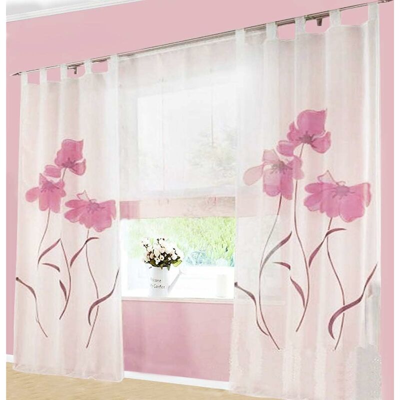 

2 uds bufanda de cortina con estampado de flores cortina de cortina para sala de estar bufanda con hebilla de dormitorio, ancho 150 cm / altura 260