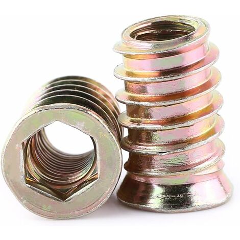 Qty 20 M4 Wood Timber Threaded Flange Inserts Nuts Zinc Alloy Allen Insert  Nut