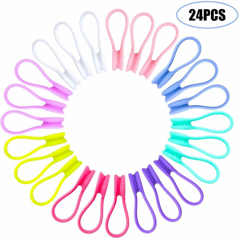 

24 piezas de clips magnéticos para cables, clips reutilizables, clips magnéticos para auriculares, cable USB, marcadores, llavero (varios colores al