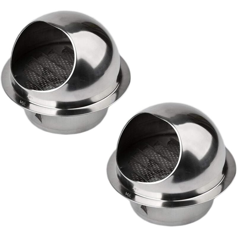 Litzee - 2pcs Aérateur Rond avec Grille en Acier Inoxydable Grille Ronde Couvercle de Ventilation Sortie d'évacuation Mural Bouches d'aération 100mm
