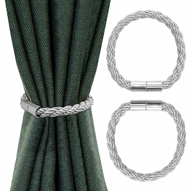 

2pcs Cortina Tiebacks Cortina con clip de hebilla Cortina para Home Office Hotel 50cm (Plata)