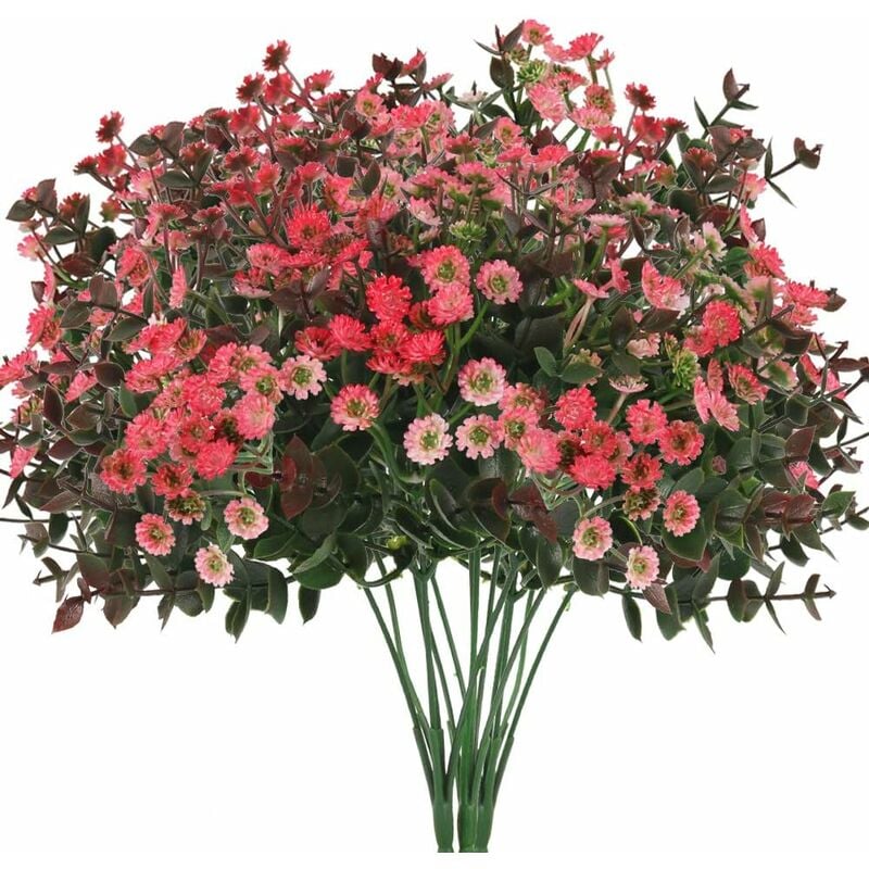 

3 piezas de flores artificiales, margaritas, flores artificiales, eucalipto, plantas artificiales, flores de plástico, flores falsas, decoración para