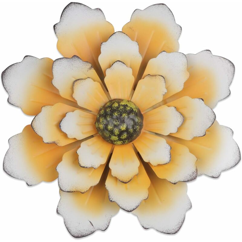 

31CM Decoración de pared de flores de metal de varias capas Decoraciones de arte de pared de flores, para balcón, patio, porche, dormitorio, sala de