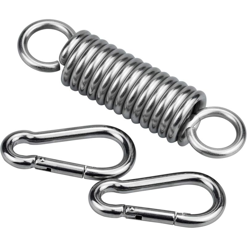 Inntek 3pcs Crochet à Ressort, Acier Inoxydable 304 Ressort pour Fauteuil Suspendu, avec 2 Mousquetons Résistants, Spring Hook