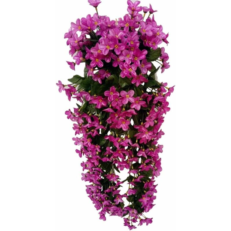 

4 pétalos de flores artificiales para colgar, flores artificiales de glicina para colgar en la decoración del hogar de la boda (fucsia)