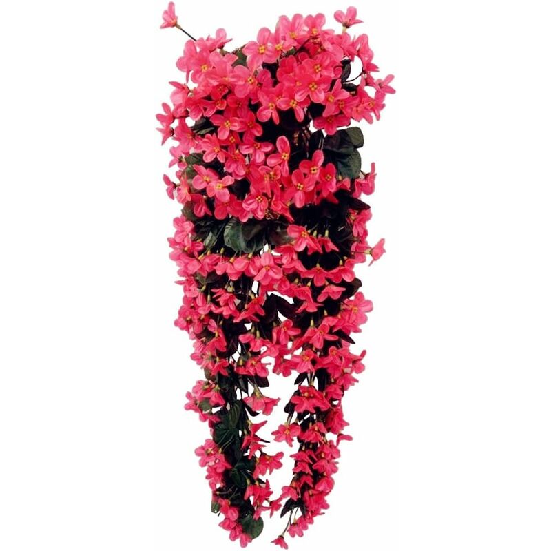 

4 pétalos de flores artificiales para colgar, flores artificiales de glicina para la decoración del hogar de la boda (rosa roja)