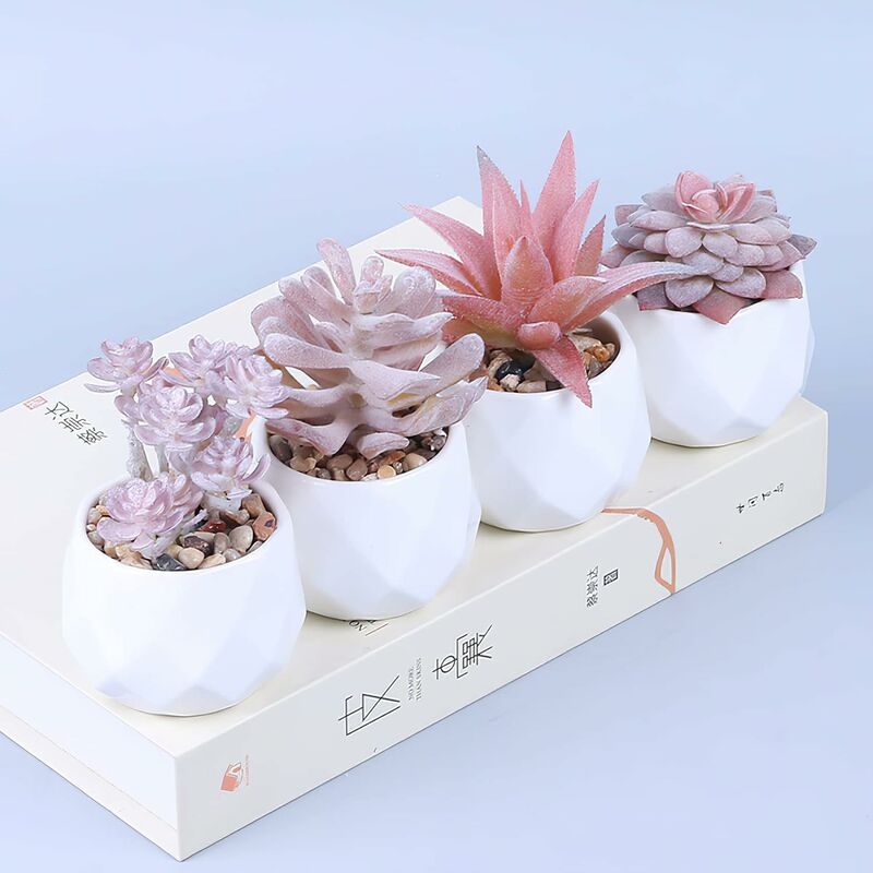 

4 piezas de plantas suculentas artificiales plantas suculentas falsas con macetas decoración interior y exterior alféizar del hogar escritorio de