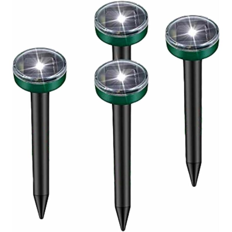 

4 piezas Solar Mole Repelente Ultrasonido LED Mole Repelente Vole Repelente Vole Repelente Mole Control con IP56 para jardín