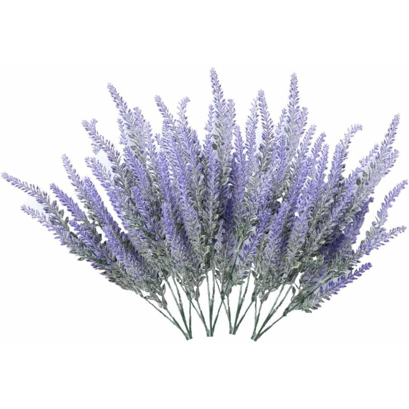 

4 ramos de flores artificiales flocado flores artificiales planta de lavanda flores artificiales decoración en maceta （púrpura)