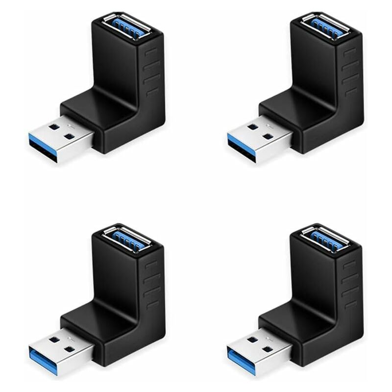 

4pcs USB 90 ° Up / Down Angle Socket USB 3.0 5Gbps Adaptador de ángulo macho a hembra Adaptador de ángulo USB tipo L para PC / Laptop en negro