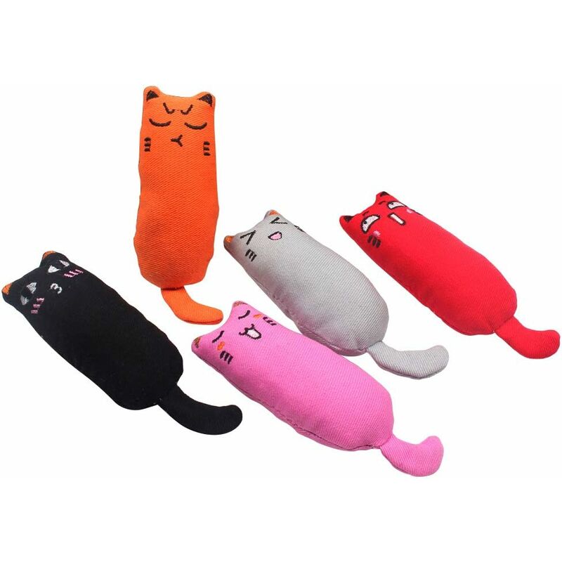 

5 piezas de juguetes de césped para gatos, juguetes de almohada de gatito de dibujos animados de simulación, juguetes para rascar y masticar para