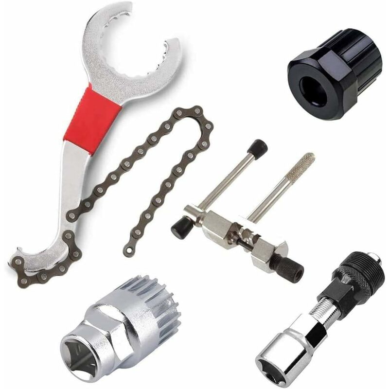

5 piezas herramienta de reparación de bicicletas de montaña removedor de bielas + cortador de cadena de bicicleta + extractor de manivela +
