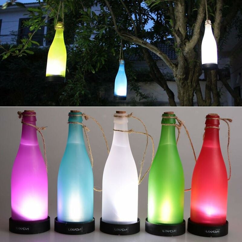 

5 uds., Botella de vino de corcho con energía solar, lámpara colgante LED para fiesta al aire libre, jardín, patio, pasarela, decoración