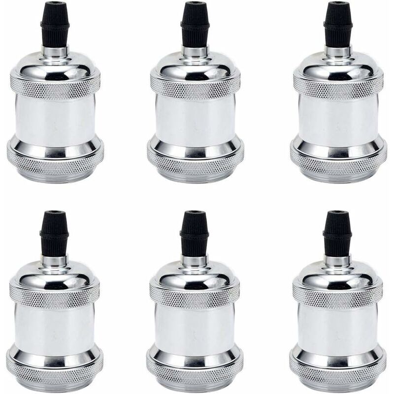 

Litzee - 6x portalámparas vintage Edison E27 portalámparas enchufe de techo base de lámpara adaptador de luz colgante (plateado)