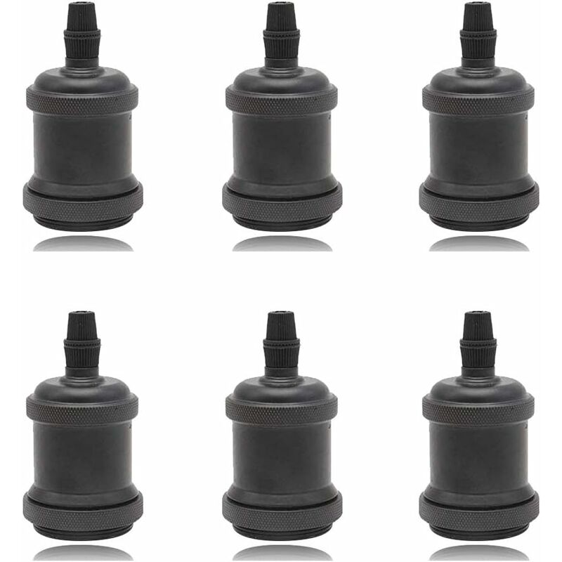 

Litzee - 6x portalámparas vintage Edison E27 zócalo zócalo de techo base de lámpara adaptador de luz colgante (negro)