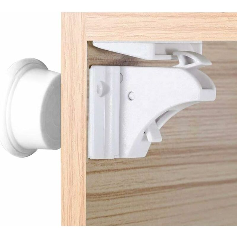 

8 piezas de bloque magnético y 2 piezas de cerradura de llave para armario, kit de seguridad para bebés, cerradura de cerradura, cajones de armario